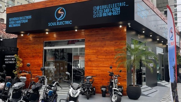 Fachada real da loja Soul Electric em Praia Grande